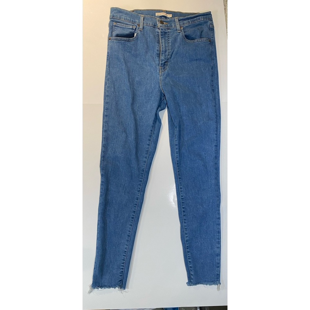 Levis Jeans Womens Size 31 Mile High Super Skinny Raw Hem Distressed Grunge